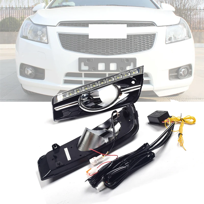 

2Pieces/lot Waterproof LED Daytime Running Lights DRL Fog Lamp Cover Turn Signal Indicator Light For Chevrolet Cruze (2009-2014)