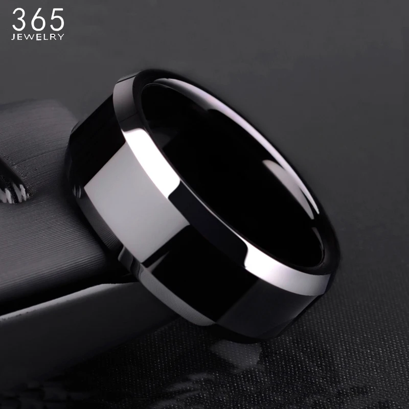 New Design 8mm Width Black Titanium Stainless Ring For Women Men High Quality Couple Ring Wedding Jewelry