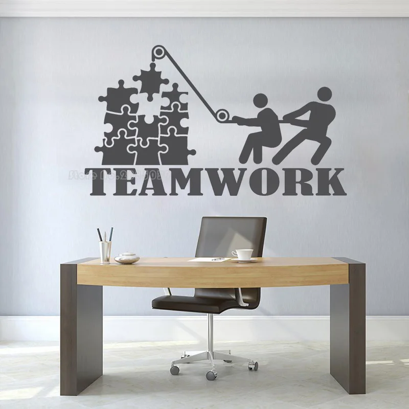 Unity Is Strength Teamwork Office Vinyl Wall Decal Puzzles Work Together Style Wall Stickers Interior Design Art Posters LL2510