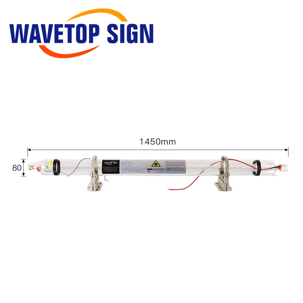 WaveTopSign Co2 Laser Tube 100W Length 1450mm Dia.80mm Laser Glass Tube use for CO2 Laser Engraving Machine
