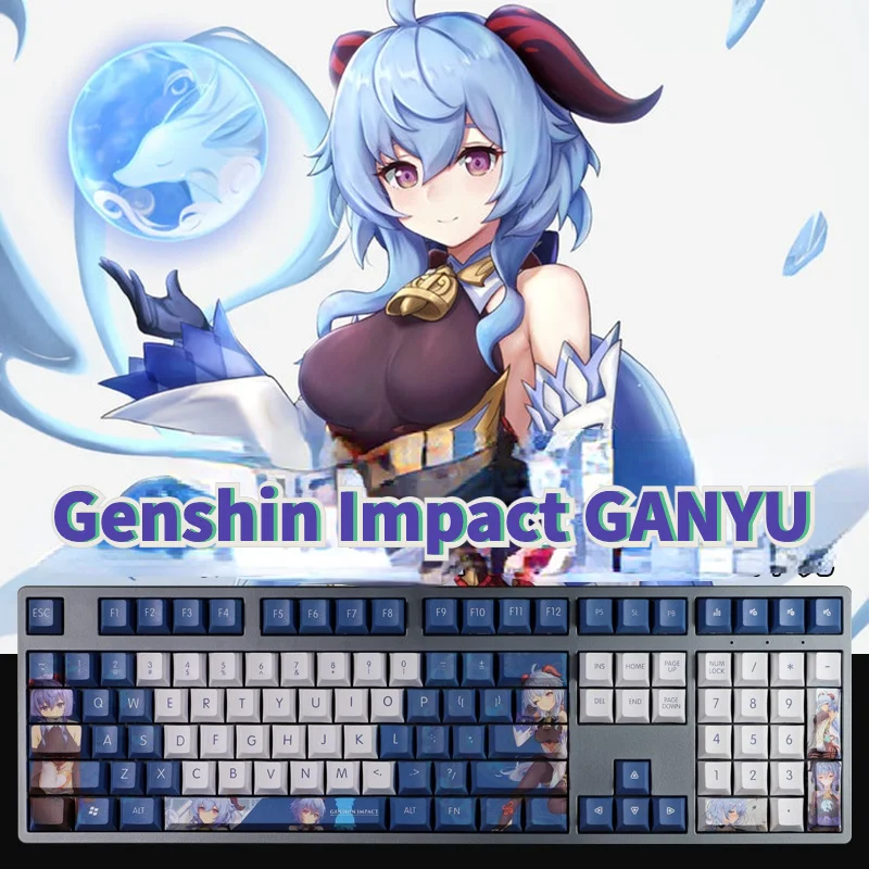 

Genshin Impact Ganyu KeyCaps Game Character Key Caps PBT Material Cherry Profile Mechanical Keyboard Cap 108 Keys