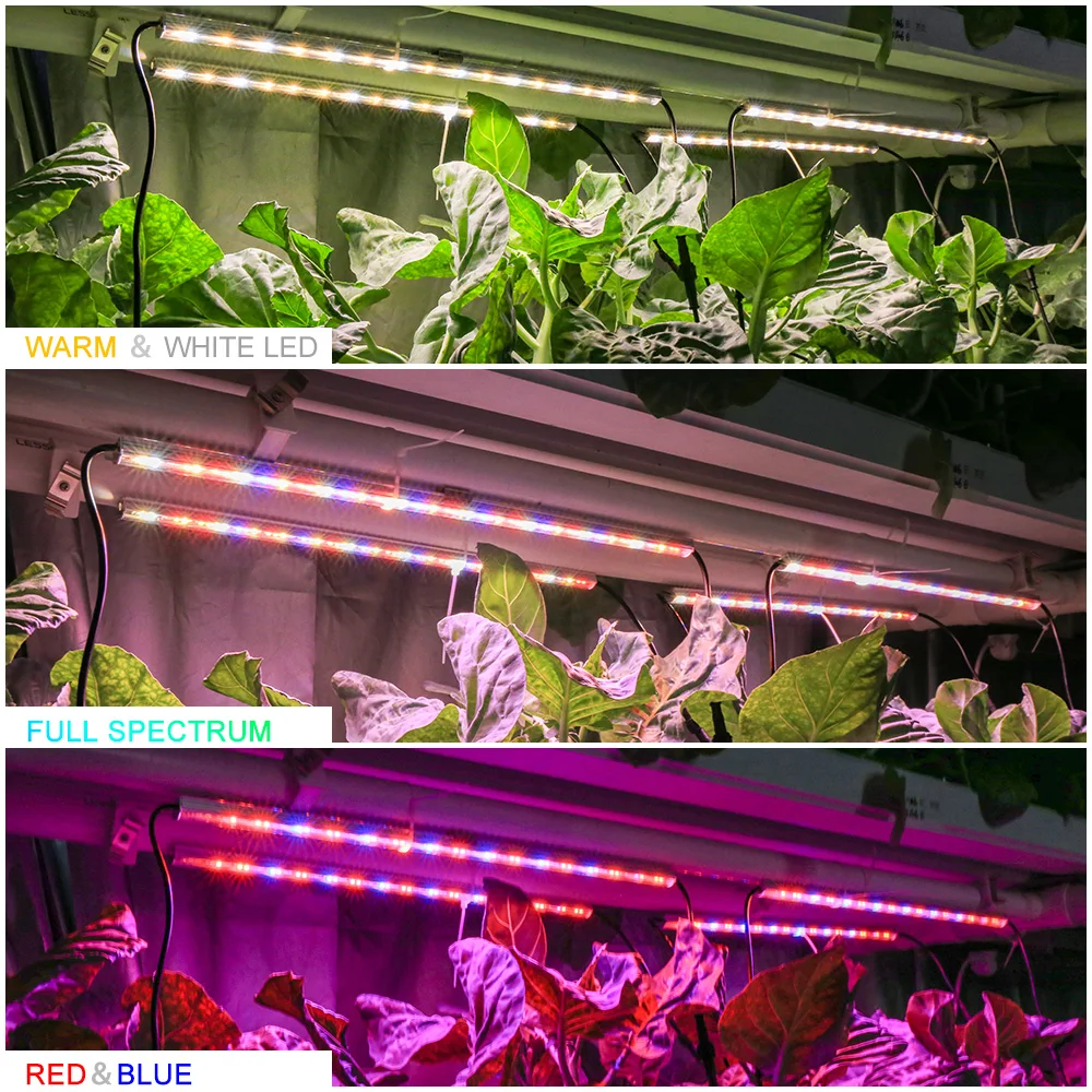 4pcs/Lot 100W 224LEDS 10 Level Brightness Adjustment 3 Lighting Mode Indoor Plants Vegetable Seedling LED Grow Light Strip