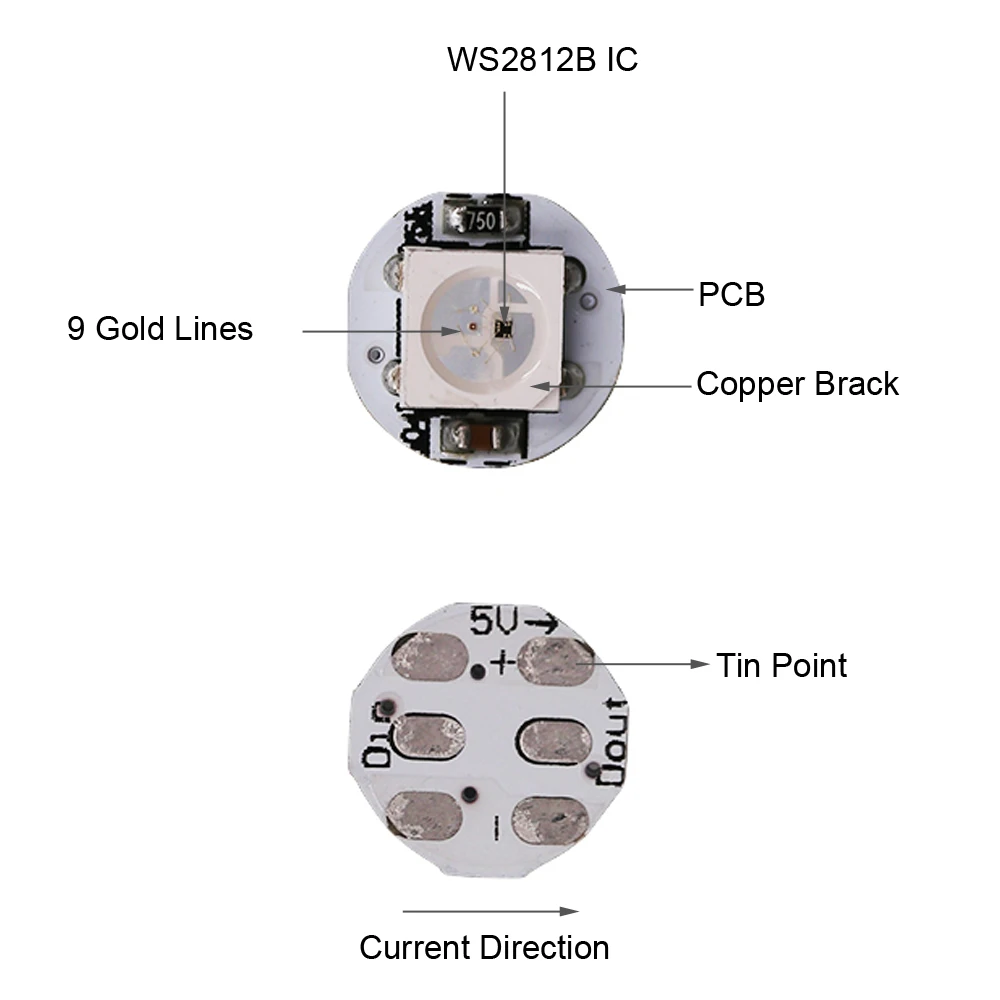 WS2812B SK6812 RGBW RGB Warm RGBNW WWA PCB LED Chip Pixel 5V 10mm PCB SMD 5050 RGB Chip For Strip Light DC5V