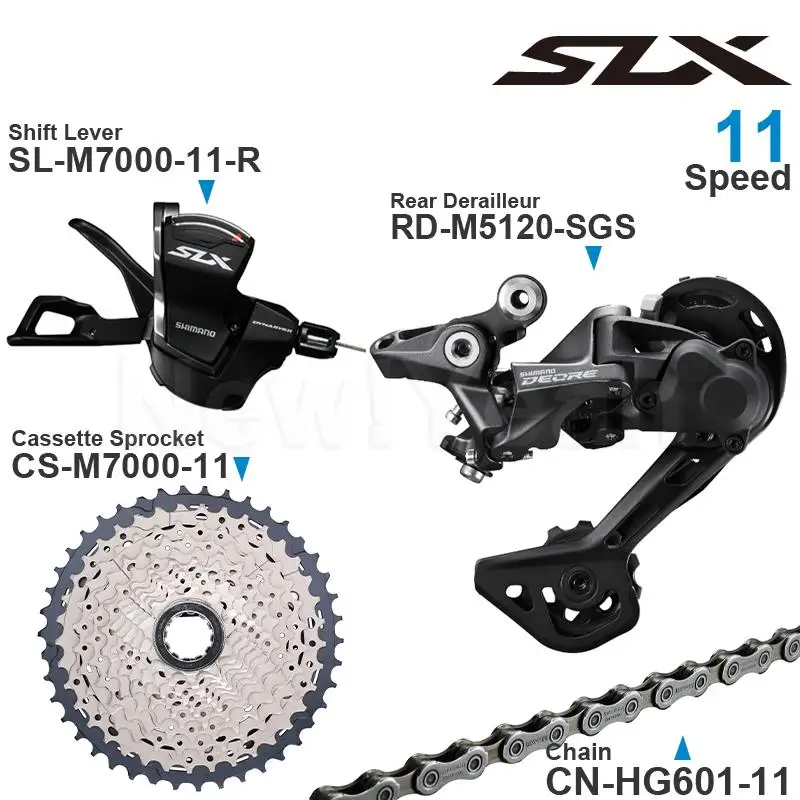 Shimano 11v Groupset with SLX M7000 Shifter Cassette Sprocket and DEORE M5120 Rear Derailleur 11-speed HG601 Chain for MTB bike