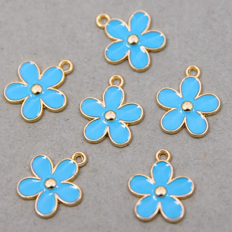 6pcs 20*17mm enamel sakura charm for jewelry making fashion earring pendant flower charm necklace bracelet charms