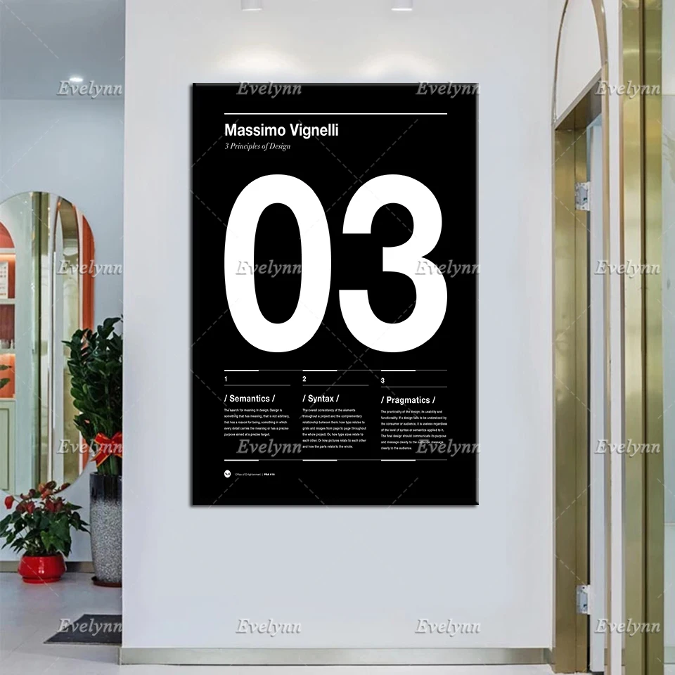 Massimo Vignelli Principals Of Design Poster, Helvetica,Quote, Modern Art, Print, Italian, Graphic Design Home Decor Wall Art