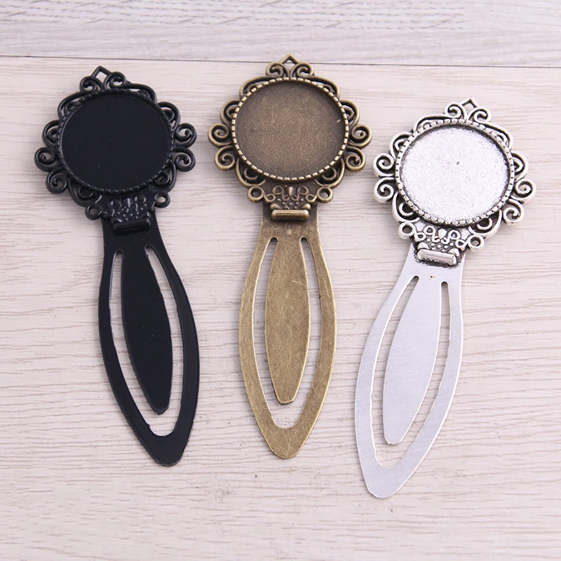 SWEET BELL  5pcs Three Color 20mm Cameo Steel Round Bookmarks Pattern Cabochon Settings Jewelry Blank Charm