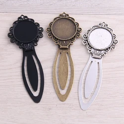 SWEET BELL 5pcs Three Color 20mm Cameo Steel Round Bookmarks Pattern Cabochon Settings Jewelry Blank Charm