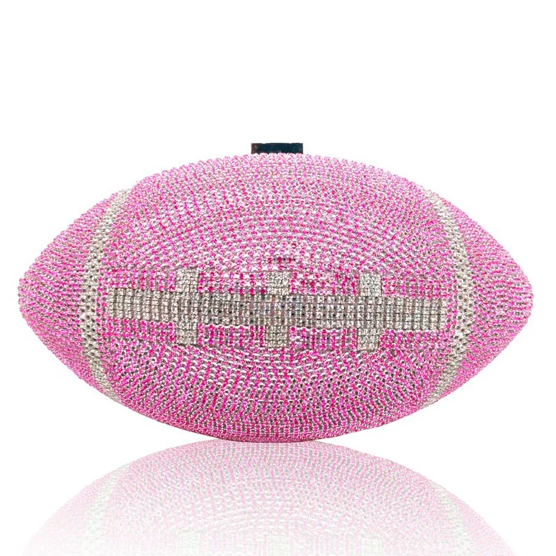 Ladies Purses And Handbags Luxury Fashion Diamond-studded Rugby Bag Banquet Party Evening Handbag Gold Oval Small Clutch