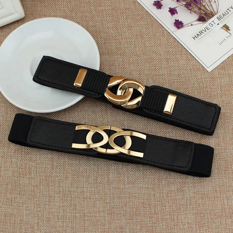 

65cm Fashion Female Wide Elastic Waistband Metal Buckle Belt for Women Waist Band Cummerband Sweater Coat Clothing Accessories