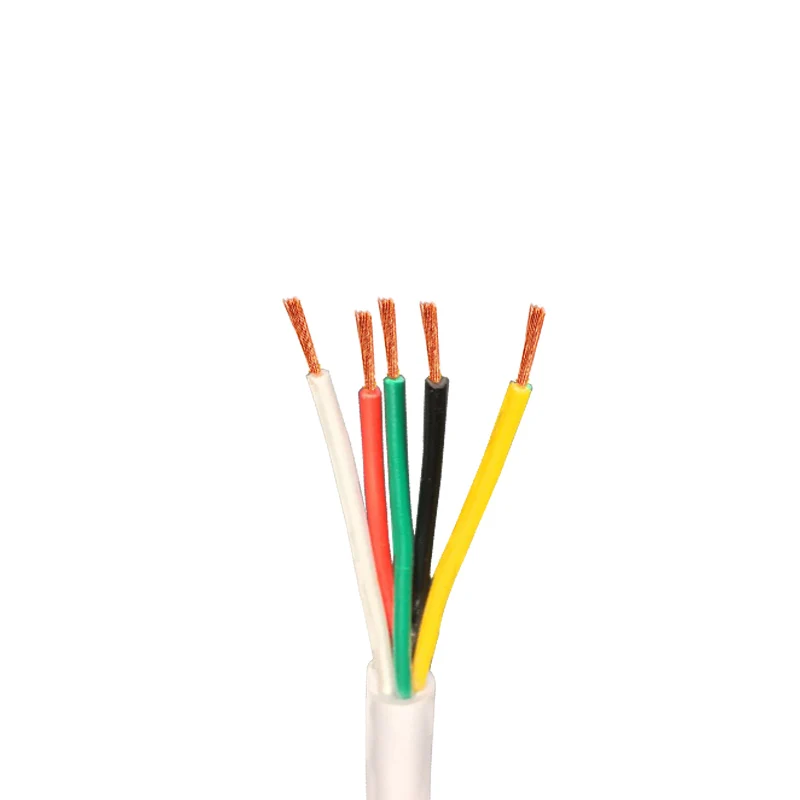 Pure Copper Soft Sheathed Wire 2 3 4 5 Cores 18 17 15 20 AWG 5Meters PVC Control Cable RVV White Signal Wire