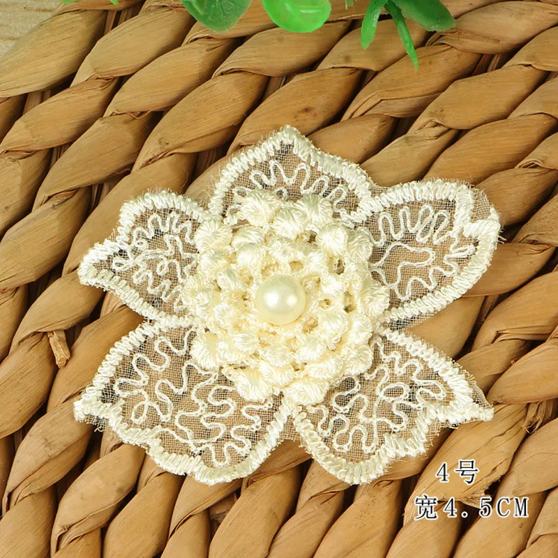 5Pieces 4.5cm Width Embroidered Floral Lace Embellishment Applique Patches Trimming Sewing Supplies for Women