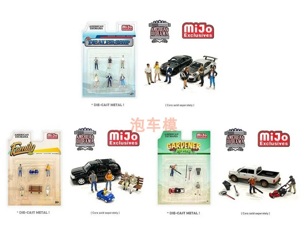NEW American Diorama 1/64 MiJo Metal action figure scene dealership Family gardener service Collection of alloy dolls models