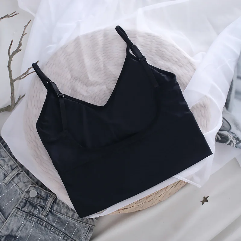 Women Cotton Underwear Tube Tops Sexy Solid Color Top Fashion Push Up Comfort Bra Summer New Ice Silk Tank Up Female Sports Bra