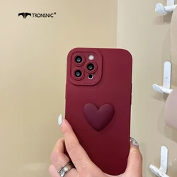 3D Love Heart Phone Case for iPhone 13 12 11 Pro Max XR Xs Soft Luxury Wine Red Cute Funny Fully Cases for iPhone 7 8 Plus Cover