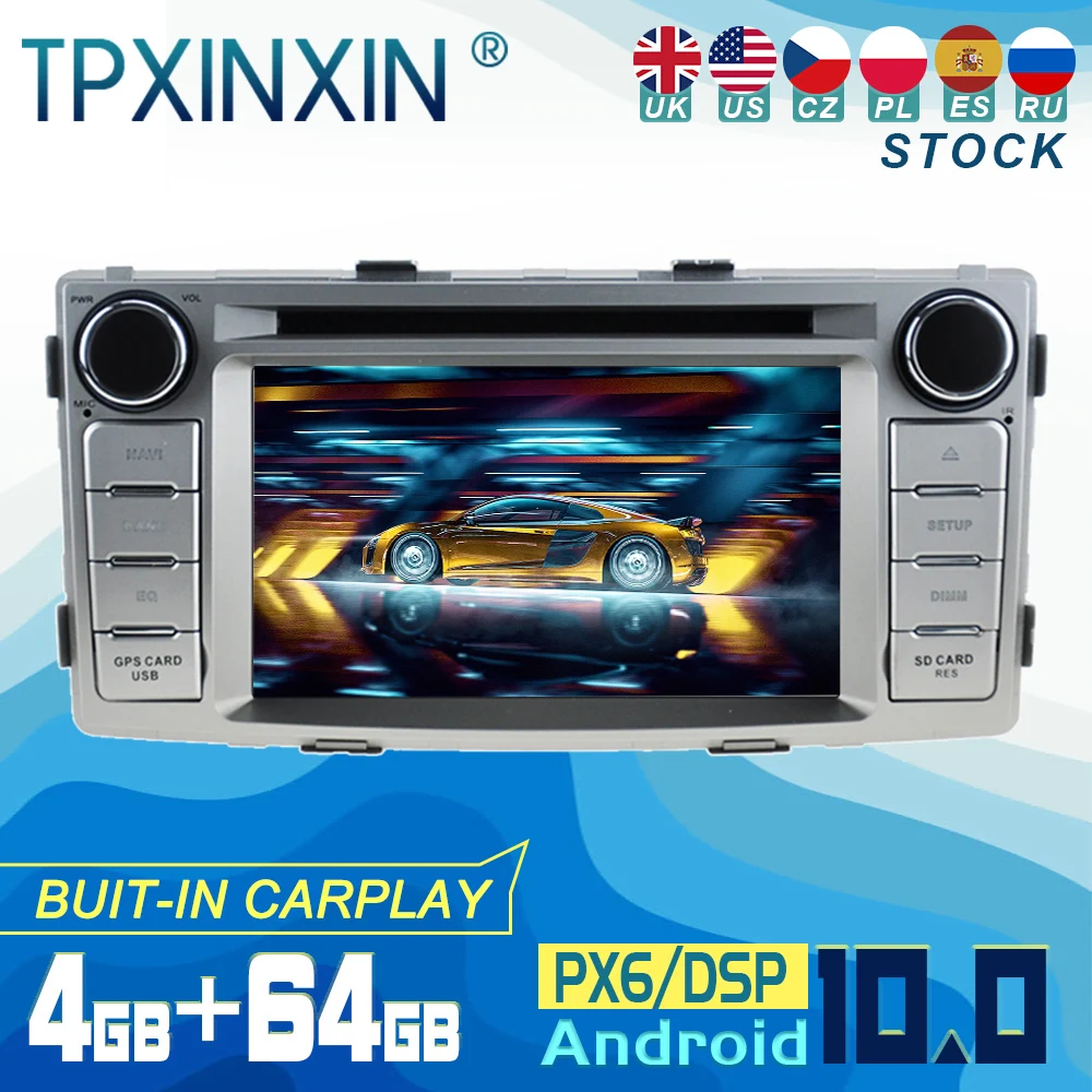 

For Toyota Hilux 2012-2014 Android 10 Carplay Radio Player Car GPS Navigation Head Unit Car Stereo CD DVD WIFI DSP BT