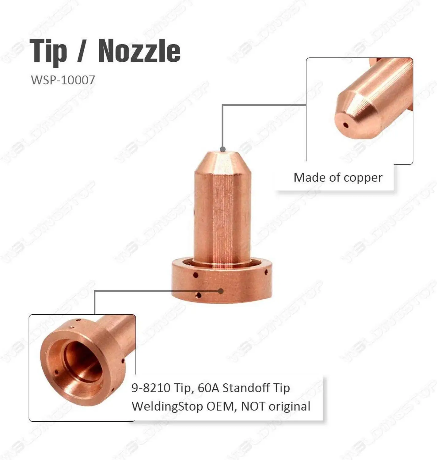 9-8215 Electrode 9-8210 Tip 60A for Thermal Dynamics Cutmaster 52 SL60 SL100 Plasma Cutter Torch PKG/100