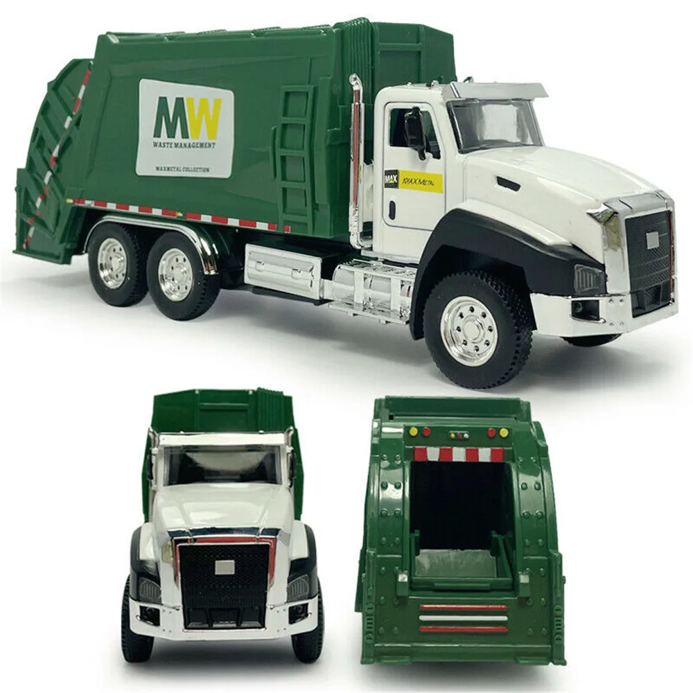 Alloy+Plastic Engineering Sanitation Garbage Truck 1:50 Model Car Diecast Pull Back Kids Toy Vehicle Gift/Decoration