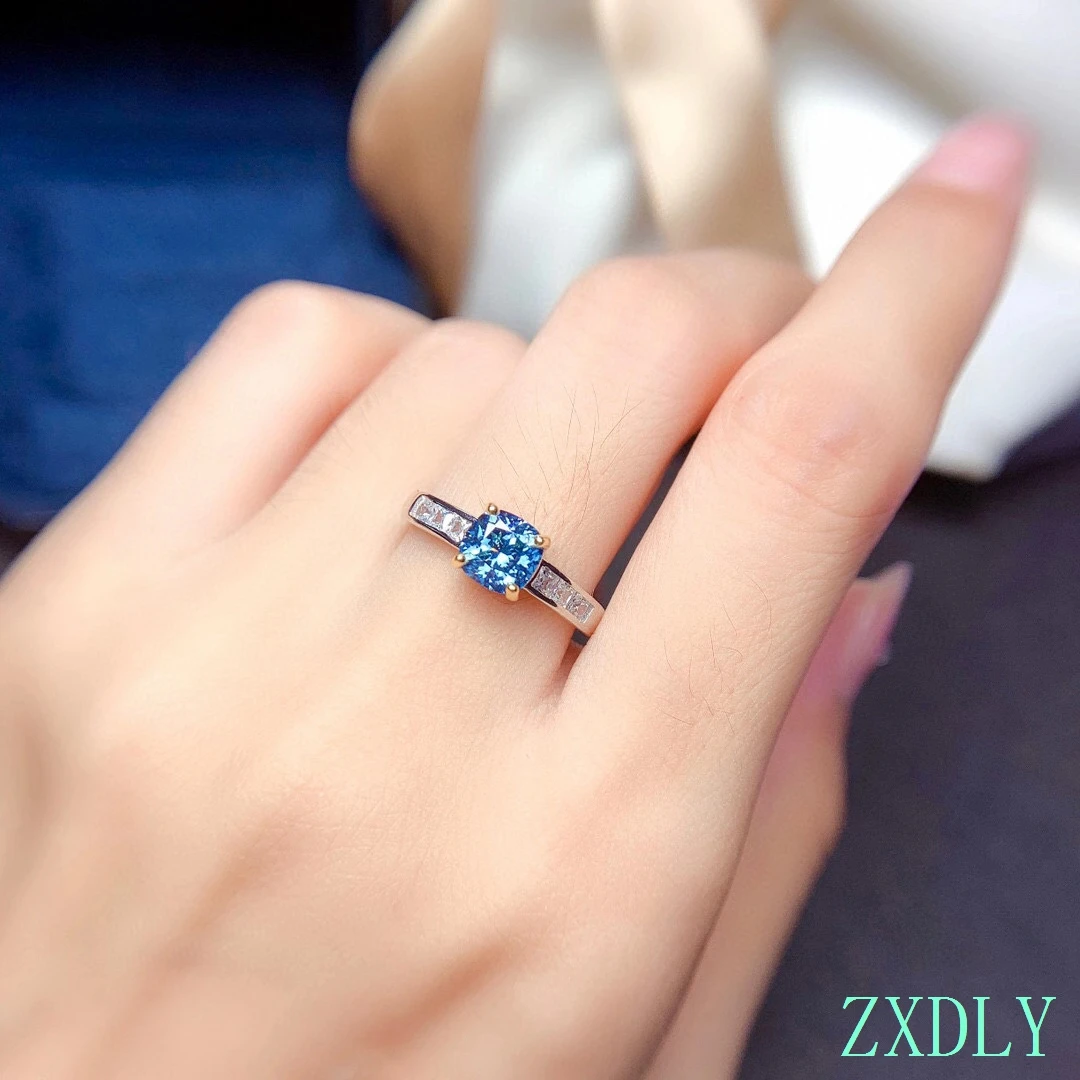 2022 Blue Moissanite Ring 925 Sterling Silver 1ct Lab Diamond Pass Test all size Rings For Women Wedding Party Love Good Gift