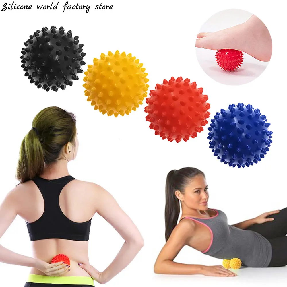 Silicone world  PVC Spiky Massage Ball Sport Fitness Hand Foot Pain Relief Plantar Fasciitis Reliever Foot Muscle Massage Balls