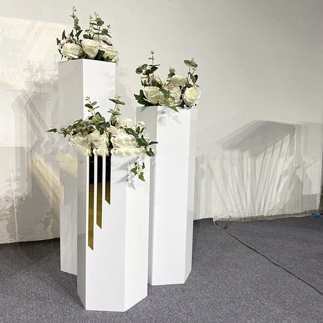 

3pcs/set)White Round no Acrylic but mental table plinth pedestal wedding decoration yudao729
