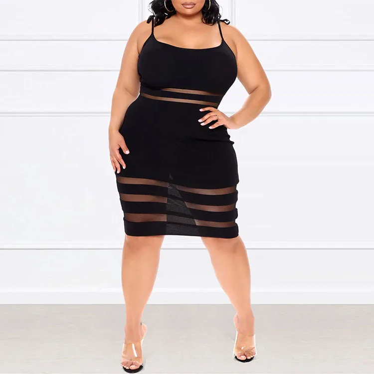 XL-5XL Plus Size women summer clothing sexy dress fashion casual black short sleeve halter club dress Wholesale Dropshipping