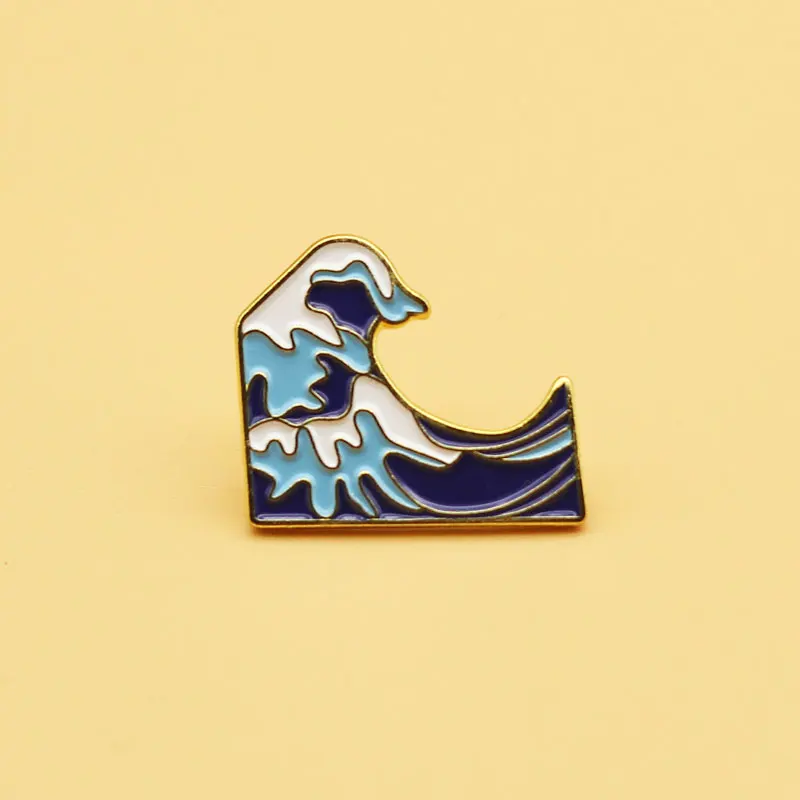 Kanagawa sea wave brooch and enamel pins Men and women fashion jewelry gifts anime movie novel lapel badges