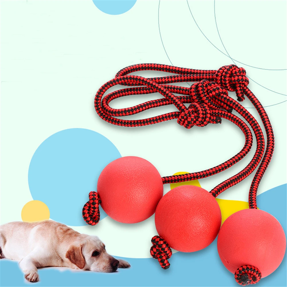 

Dog Chew Training Ball Toy Indestructible Solid Rubber Balls With Rope Handle Puppy Teeth Cleaning Molar Biting Toy Pet Play Toy