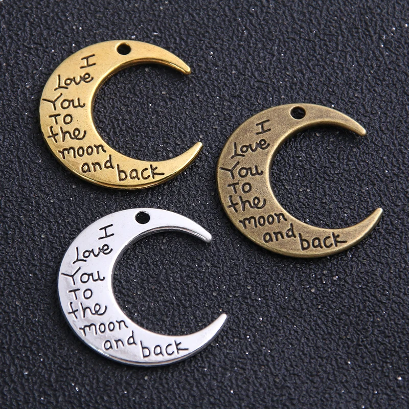 6pieces/lot  27*30mm Vintage Metal Alloy Moon 