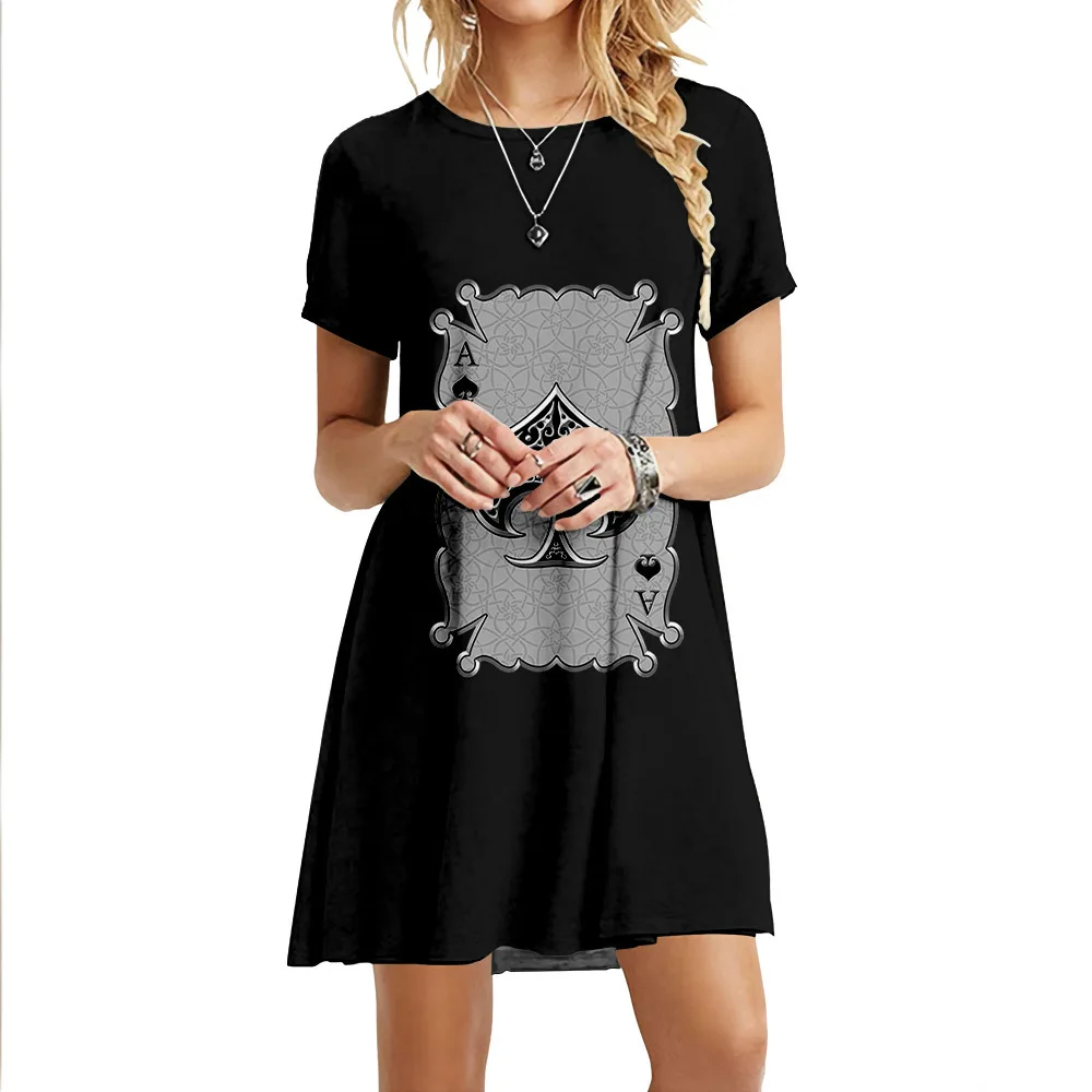 Women Dresses Elegant O-neck 3D Print Dress Casual Oversize Loose Robe Short Sleeve Party Femm Ladies Clothing 4XL