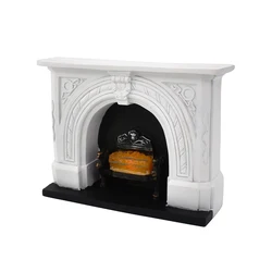 Dollhouse Miniatures Furniture Mini Fireplace With Light Resin Simulation Model For Doll House Accessories