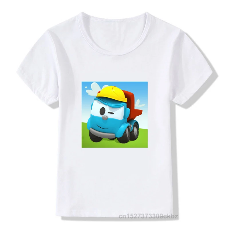 Kawaii Kids T-shirts Funny Leo The Truck Tv Show Cartoon Print Boy T Shirt Cute Girls Tops Fashion Children Clothes