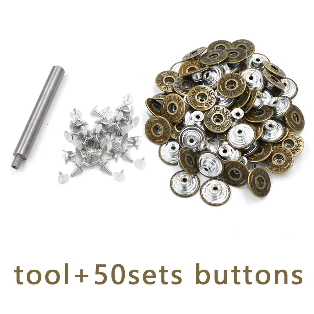 （50 Sets Buttons + Installation Tools）20 MM Jeans Buckle Rivet Clothing & Accessories Sewing Patches