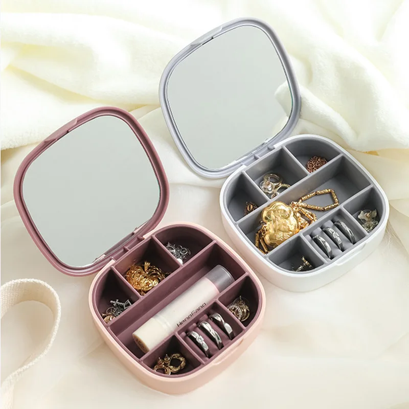 Travel Accessories Portable Small Travel Jewelry Storage Box Women Girl Portable Earrings Ring Necklace Jewellery Case Organizer