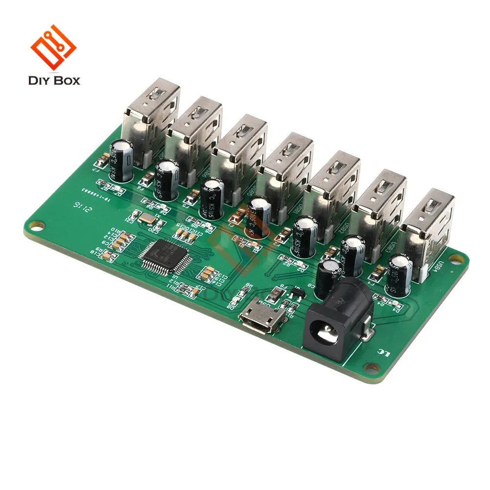 USB HUB Splitter 1 to 7 Port USB Hub Seven Port USB Splitter Module with Power Supply USB 2.0 Expansion