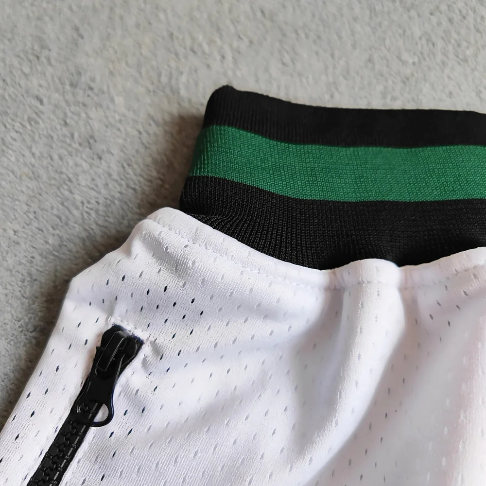 MM MASMIG White Timber Printed Basketball Shorts with Zipper Pockets Russell Street Style Sports Training Pants