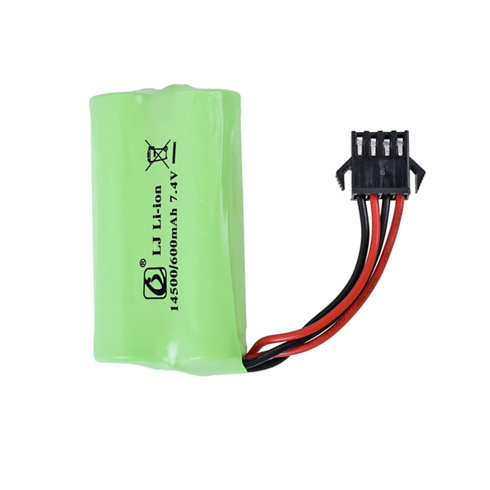 7.4V 600mah 14500 lipo battery SM4P Plug water bullet gun lithium battery high quality 14500 2S battery for RC toys accessories