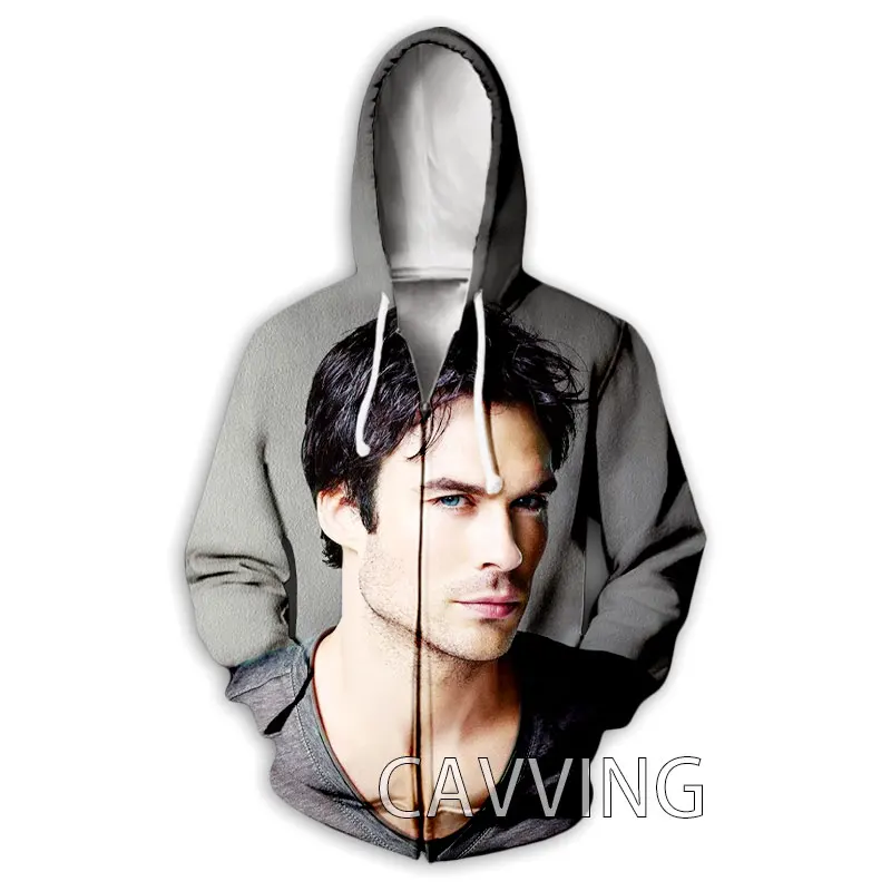 New Fashion Women/Men's 3D Print Joseph Somerhalder Zipper Hoodies Zip Up Hooded Sweatshirt Harajuku Hoodie Hip Hop Sweatshirts