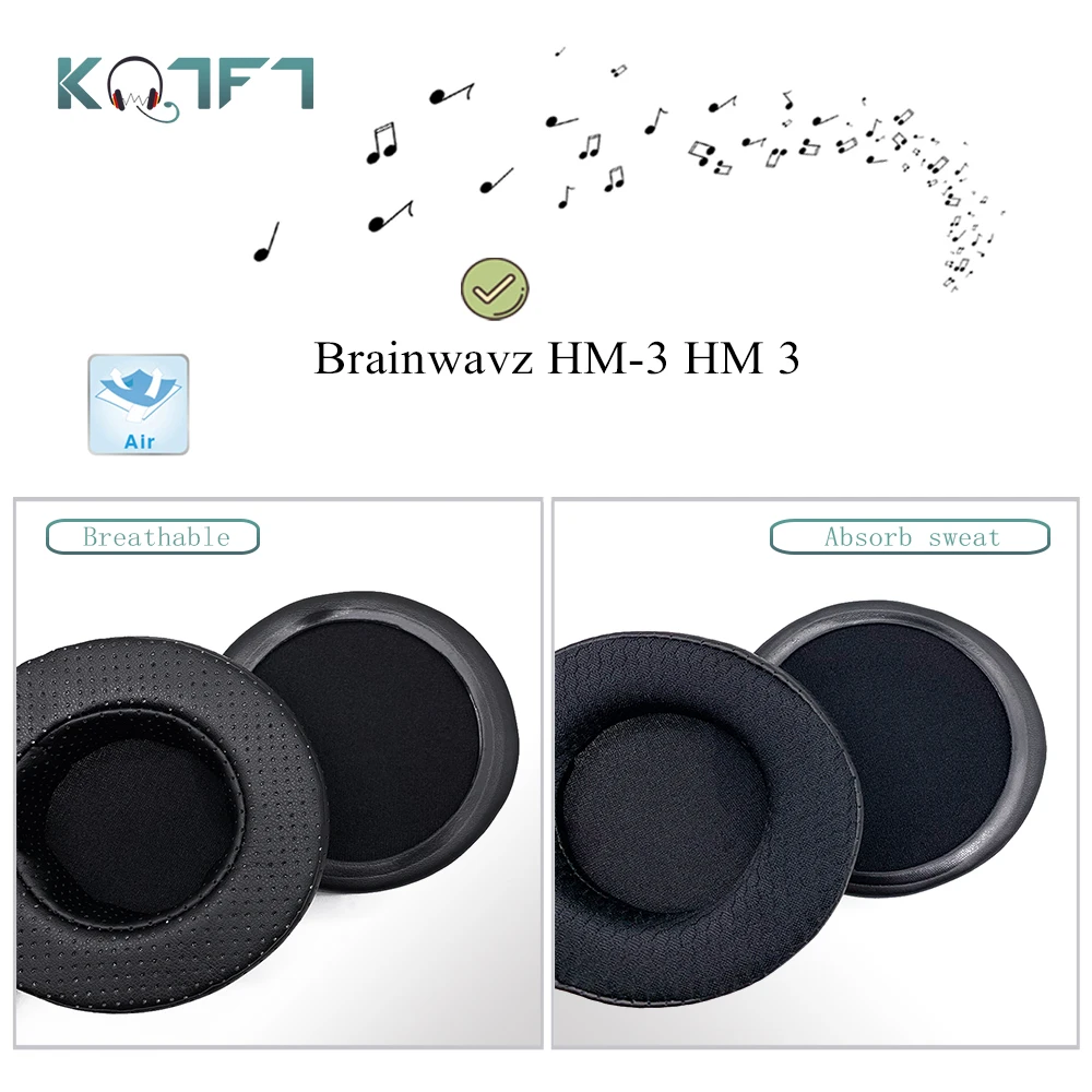 

KQTFT Breathable Style Leather Replacement EarPads for Brainwavz HM-3 HM 3 Headphones Parts Earmuff Cover Cushion Cups