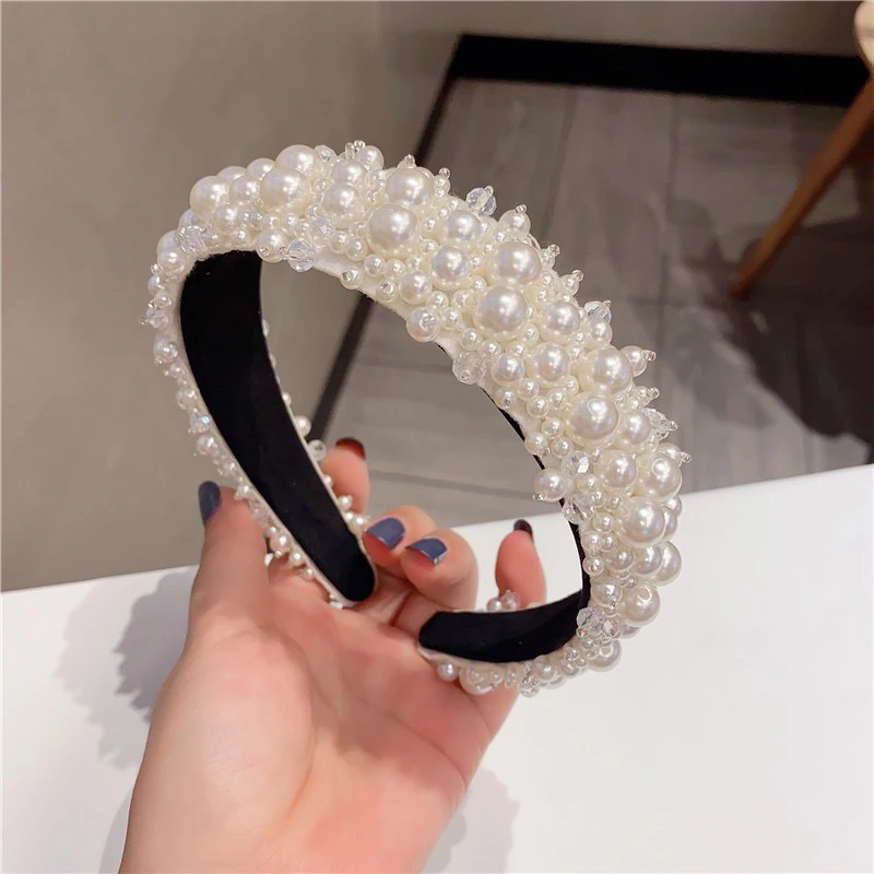 Picture 5: Women Girls Baroque  Pearl Glass Beads  Rhinestone Hairband Headband Adult Hair Accessories