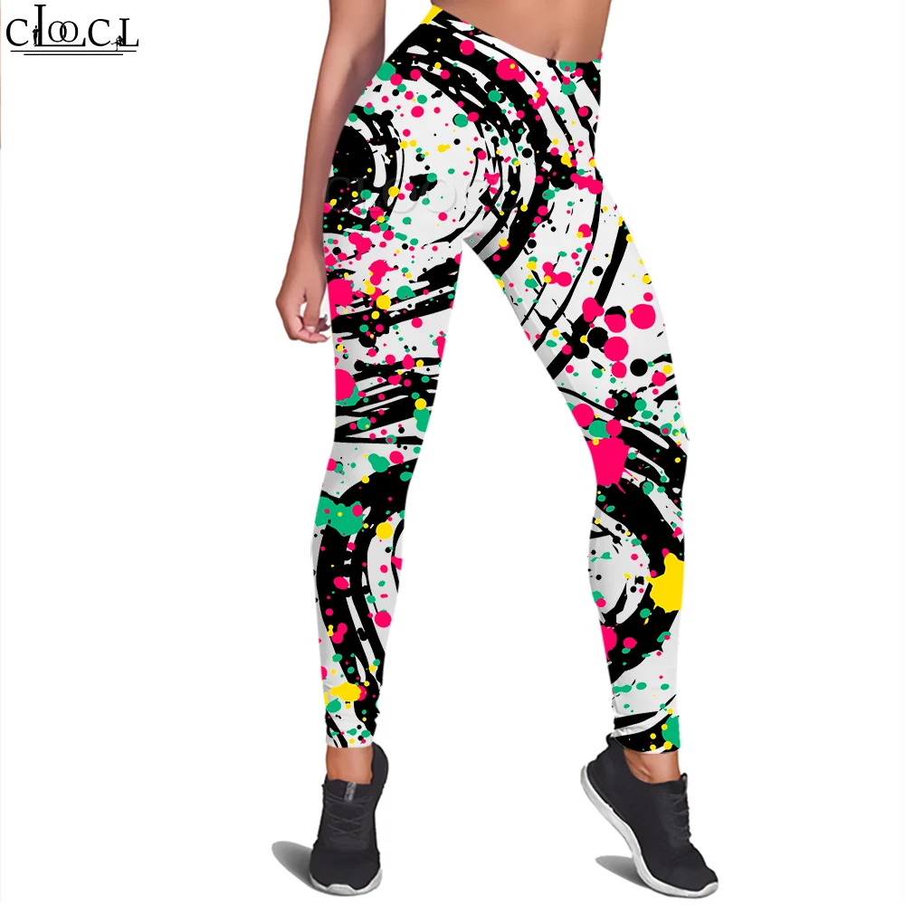 Leggings donna CLOOCL motivo a strisce Graffiti stampato vita alta elasticità Legging donna per pantaloni Push Up Fitness Indoor