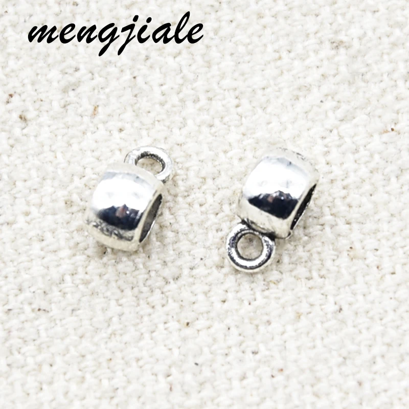 60pcs Antique Silver Spacers Hole 3mmBeads Charms Bails Cap For DIY Jewelry Accessories Making European Bracelets 8*4mm