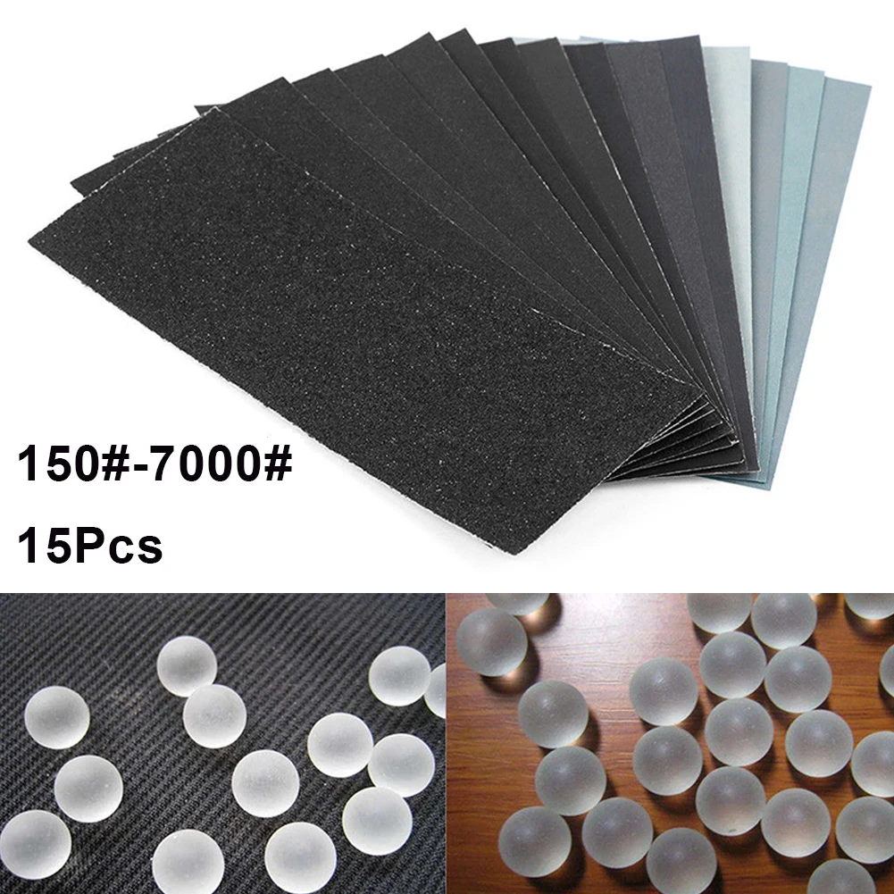 15Pcs Sand Paper Sheets Silicon Carbide Home Coarse 150-7000 Grit Polishing Car Metal Glass Ceramics Wood Sandpaper Wet Dry