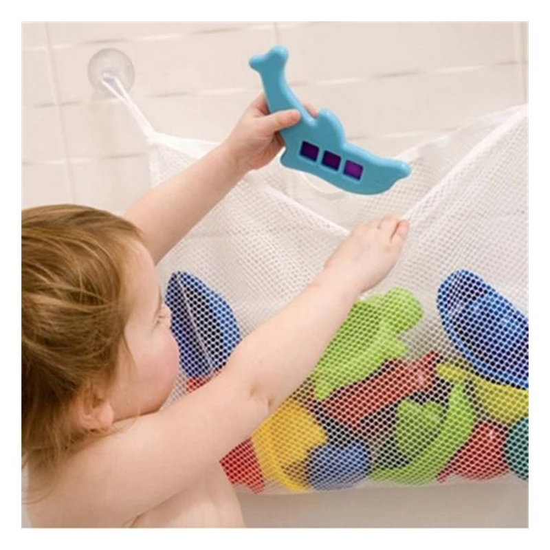 Folding Baby Bathroom Hanging Mesh Bath Toy Storage Bag Net Suction Cup Baskets Shower Toy Organiser Bags