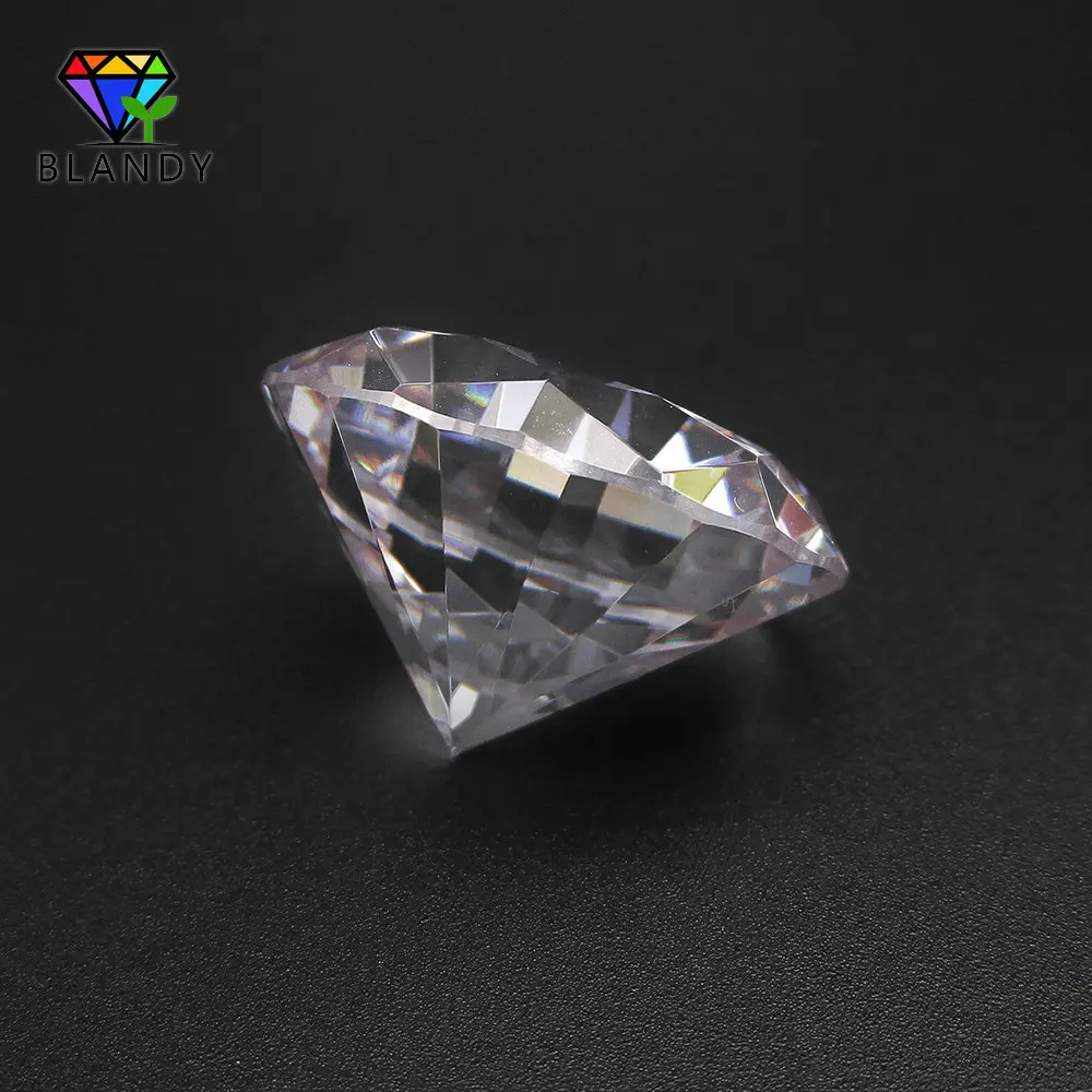 Free Shipping 1pc/lot 5A Quality Round Brilliant Cut Pink CZ Stone 18~40mm White Synthetic Cubic Zirconia Stone For Jewelry