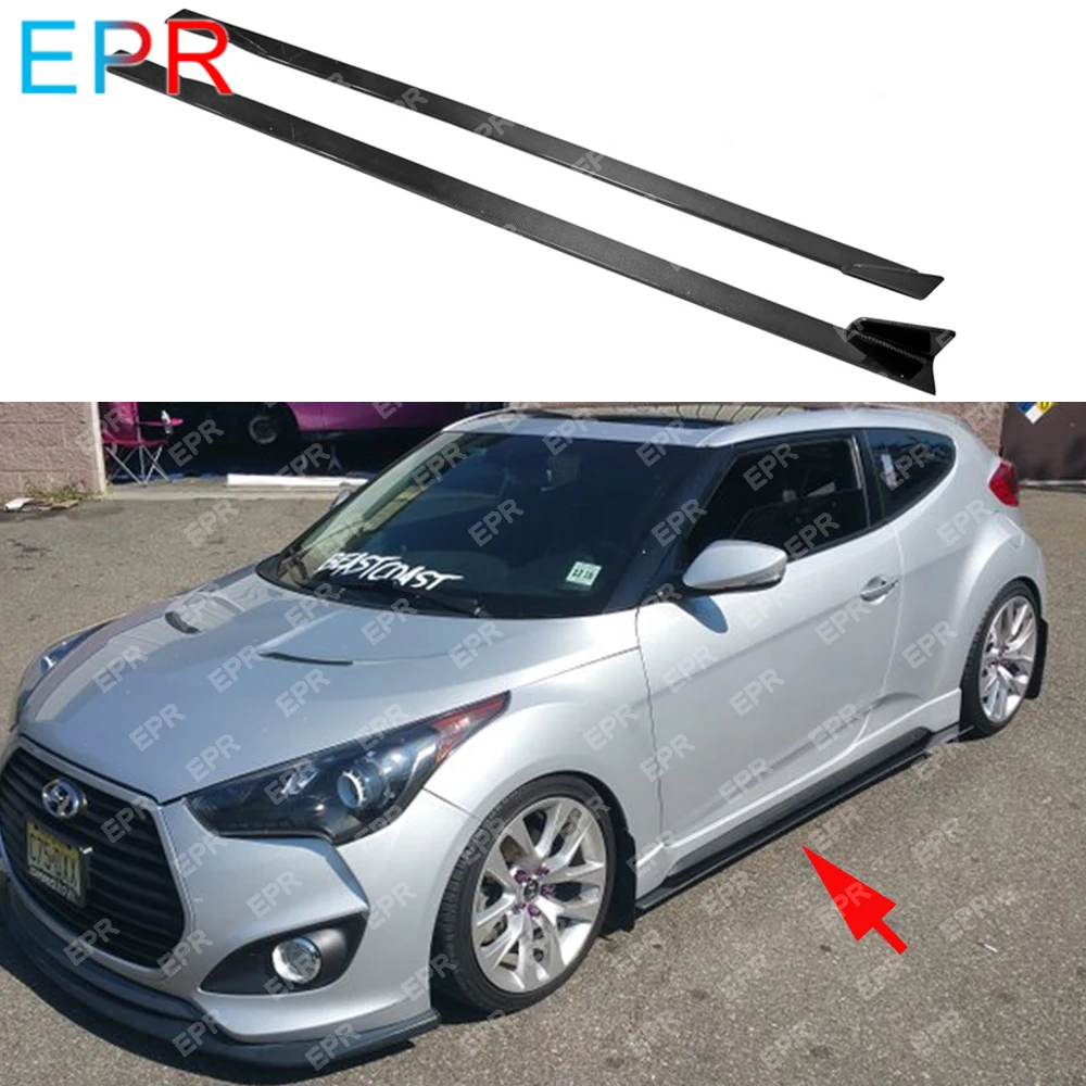 

For Hyundai Veloster Carbon Fiber Side Skirt Bottom Line Car Part Body Kit Side Skirt Extension For Veloster Tuning