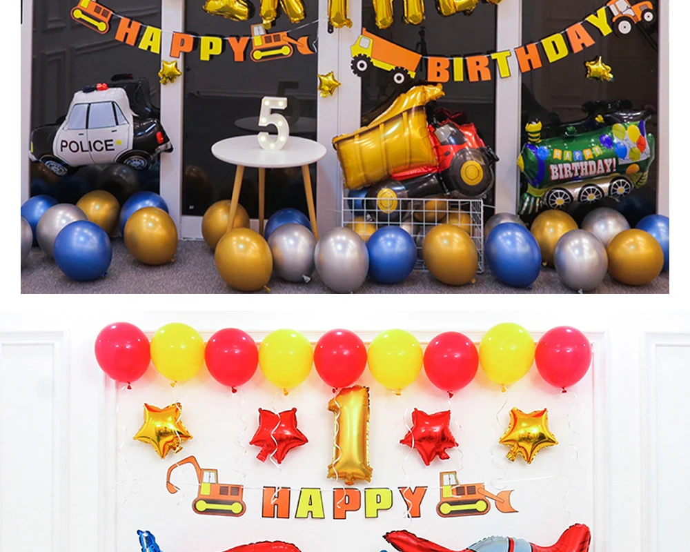 Flugzeug Auto Folie Helium Luftballons Bus Polizei Auto Feuerwehrauto Engineering Modell Ballon Junge Kinder Thema Geburtstag Party Dekoration – Detail 16