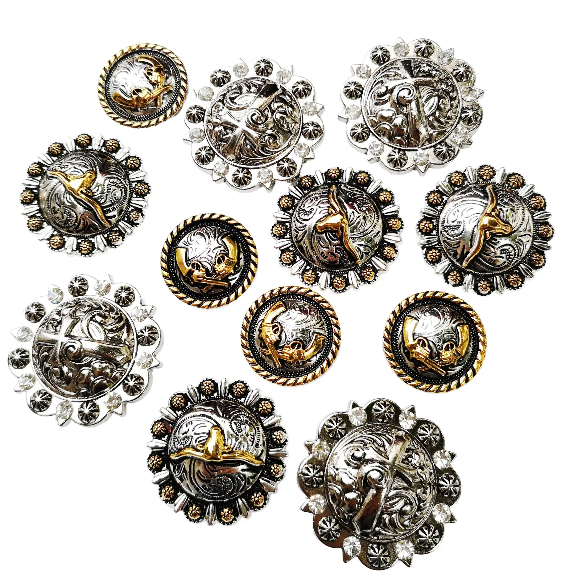 12pcs DIY Leathercraft Hardware  American Western Texas Berry Conchos leather belt badge vintage buckle for bags