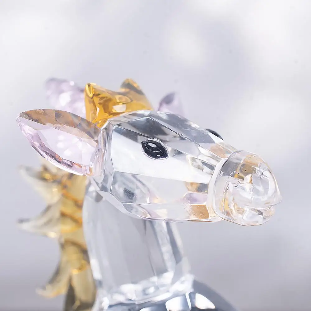 Crystal Unicorn Figurines Collectible Blown Glass Animal Statue Decoration Ornament For Home Office Table