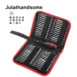 Julaihandsome 55PC Extra Long Bits Set S2 Screwdriver with Magnetic 75mm Length Tool Bag Packing